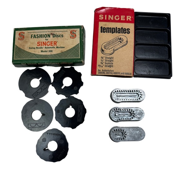Singer Other - Vintage Singer Fashion Discs Model 306 & Buttonhole Templates Lot Simanco USA